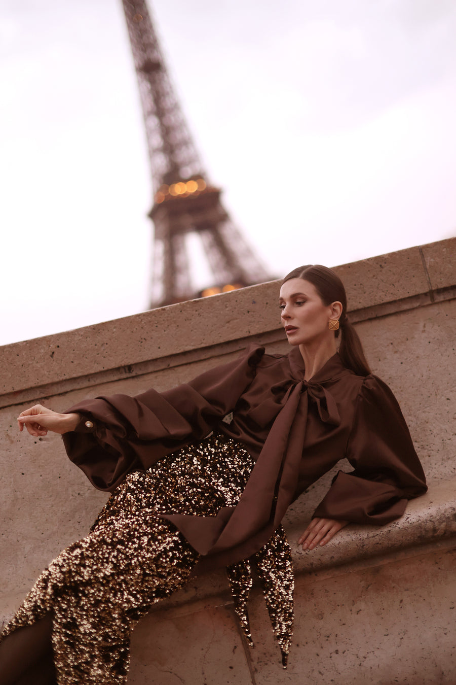 Brown Satin Baroque Blouse