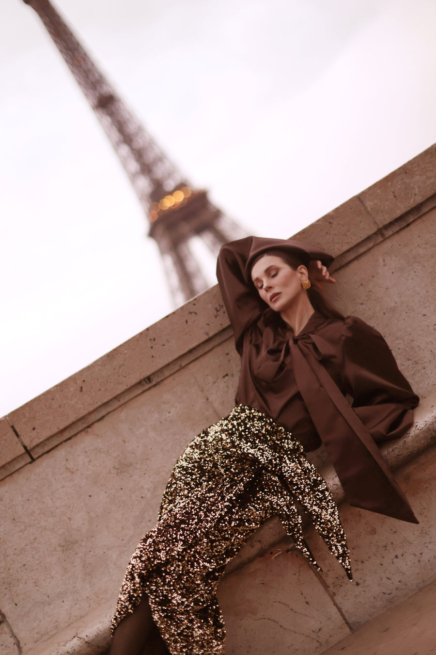 Brown Satin Baroque Blouse