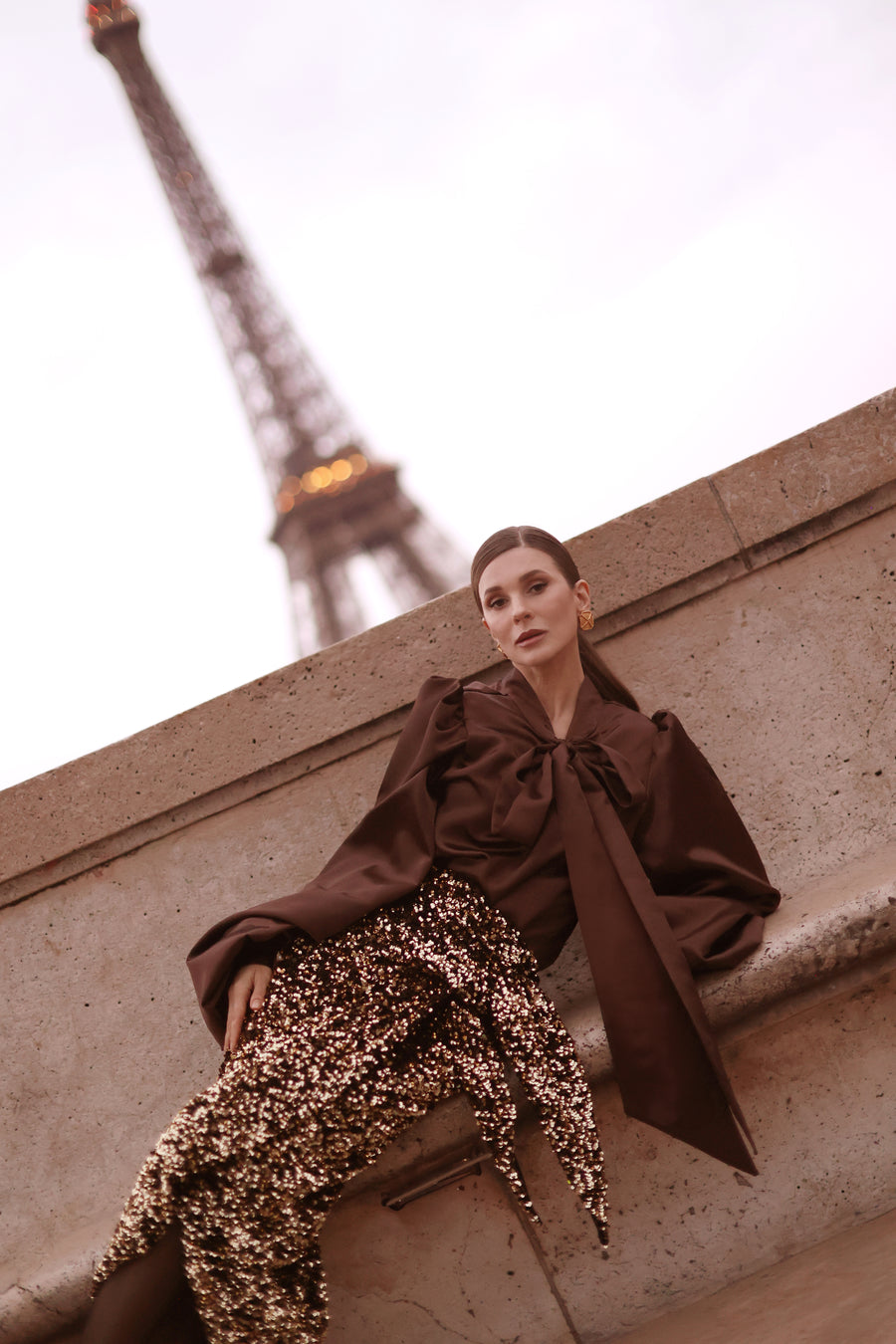 Brown Satin Baroque Blouse