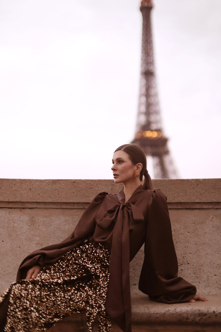 Brown Satin Baroque Blouse