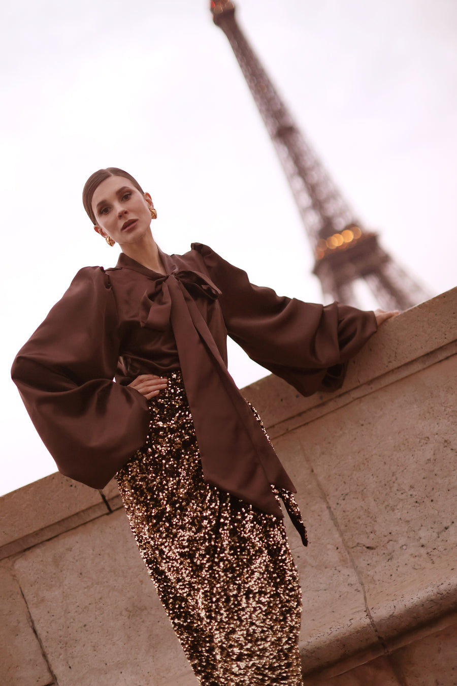 Brown Satin Baroque Blouse