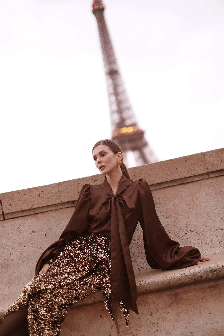 Brown Satin Baroque Blouse