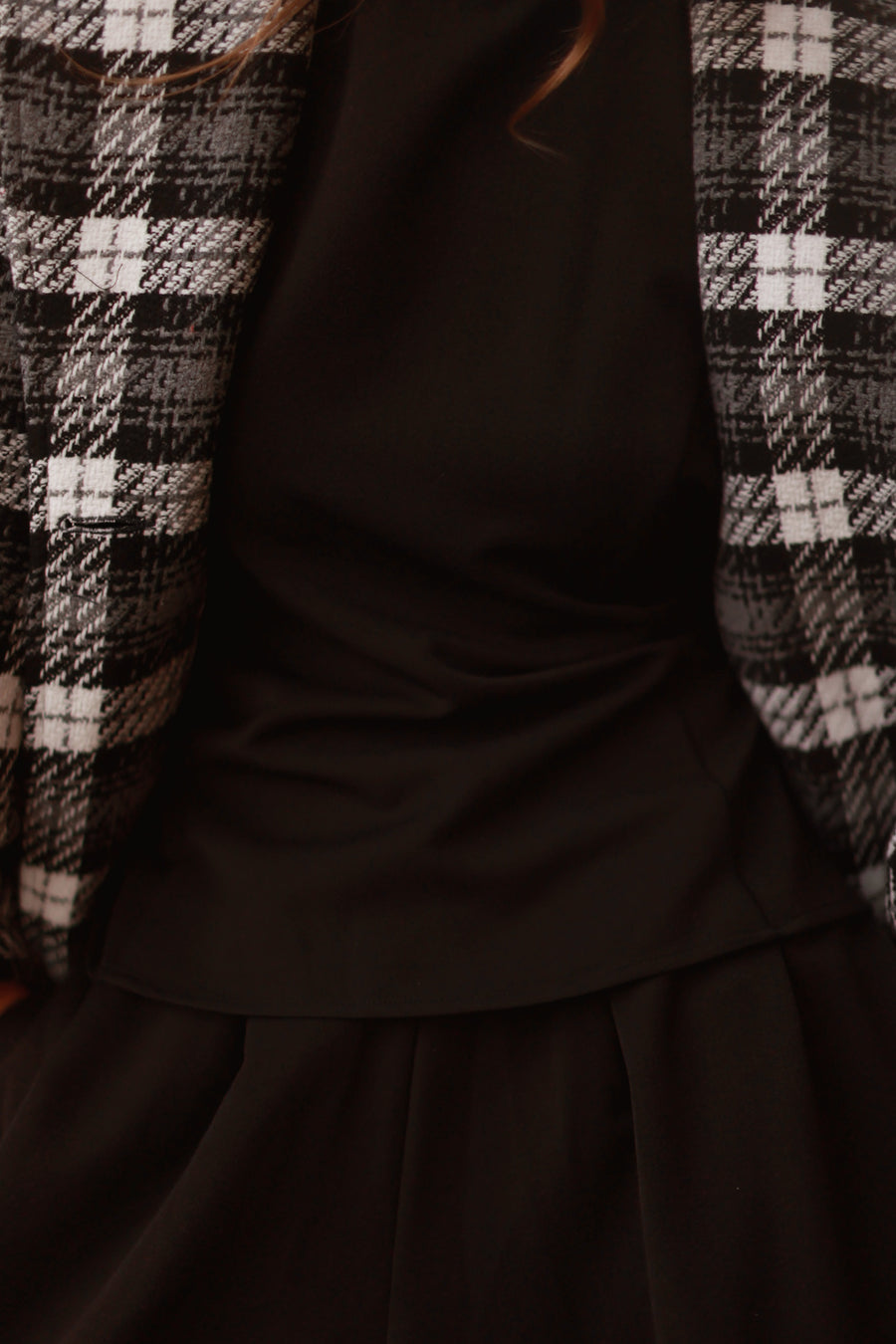 Black Tartan Swing Coat