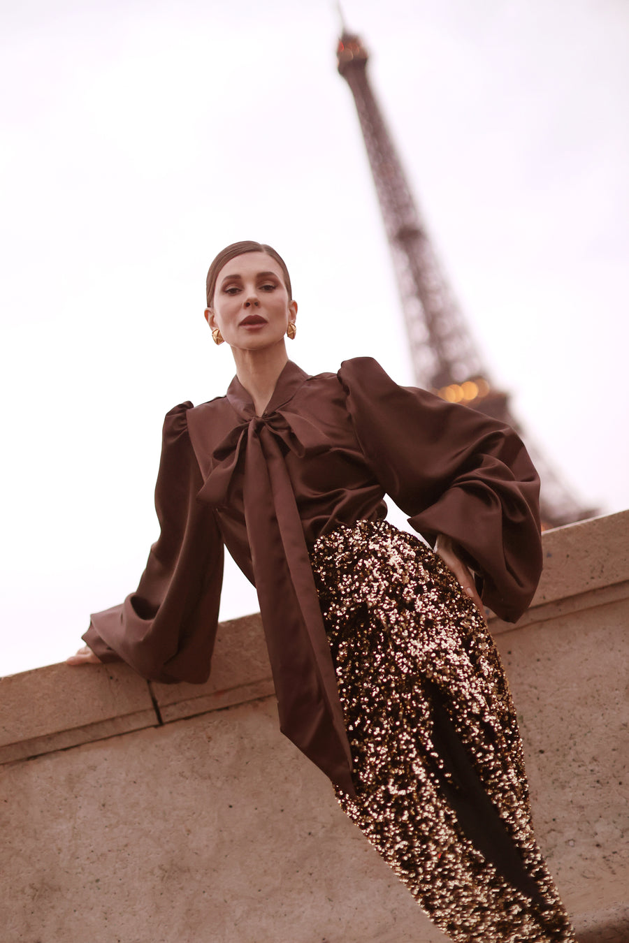 Brown Satin Baroque Blouse