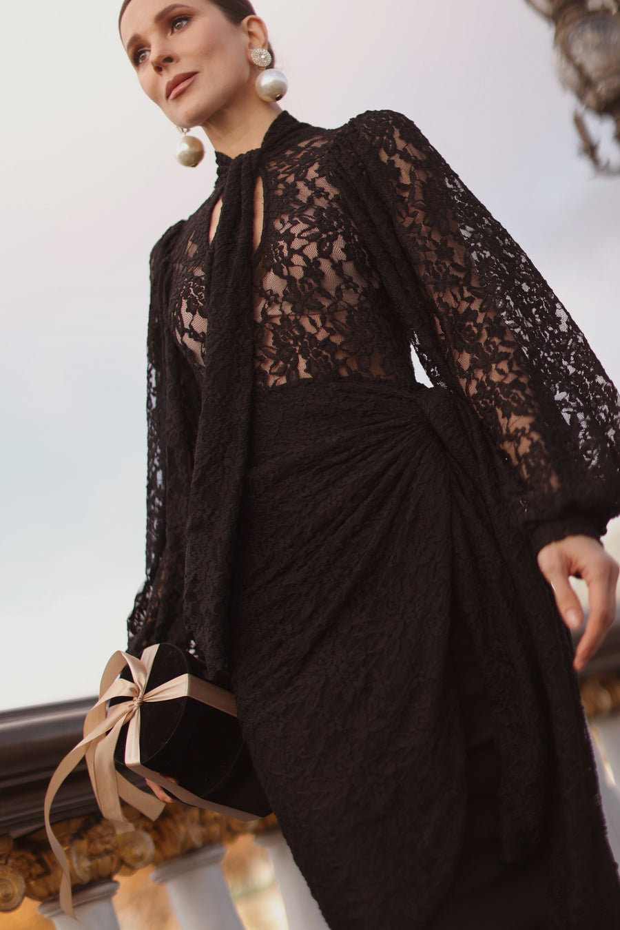 Baroque Lace Wrap Dress