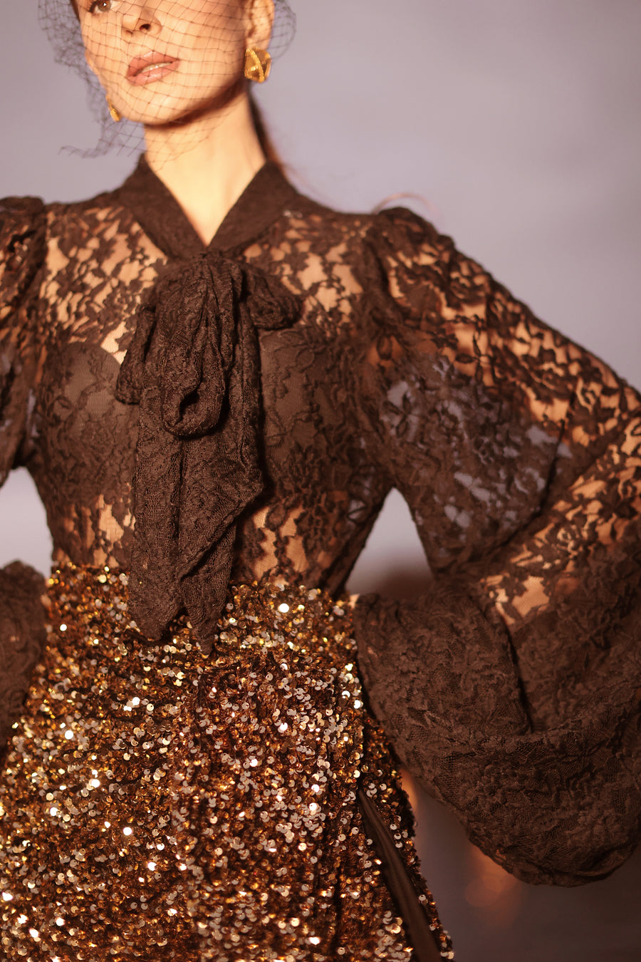 Black Lace Baroque Blouse