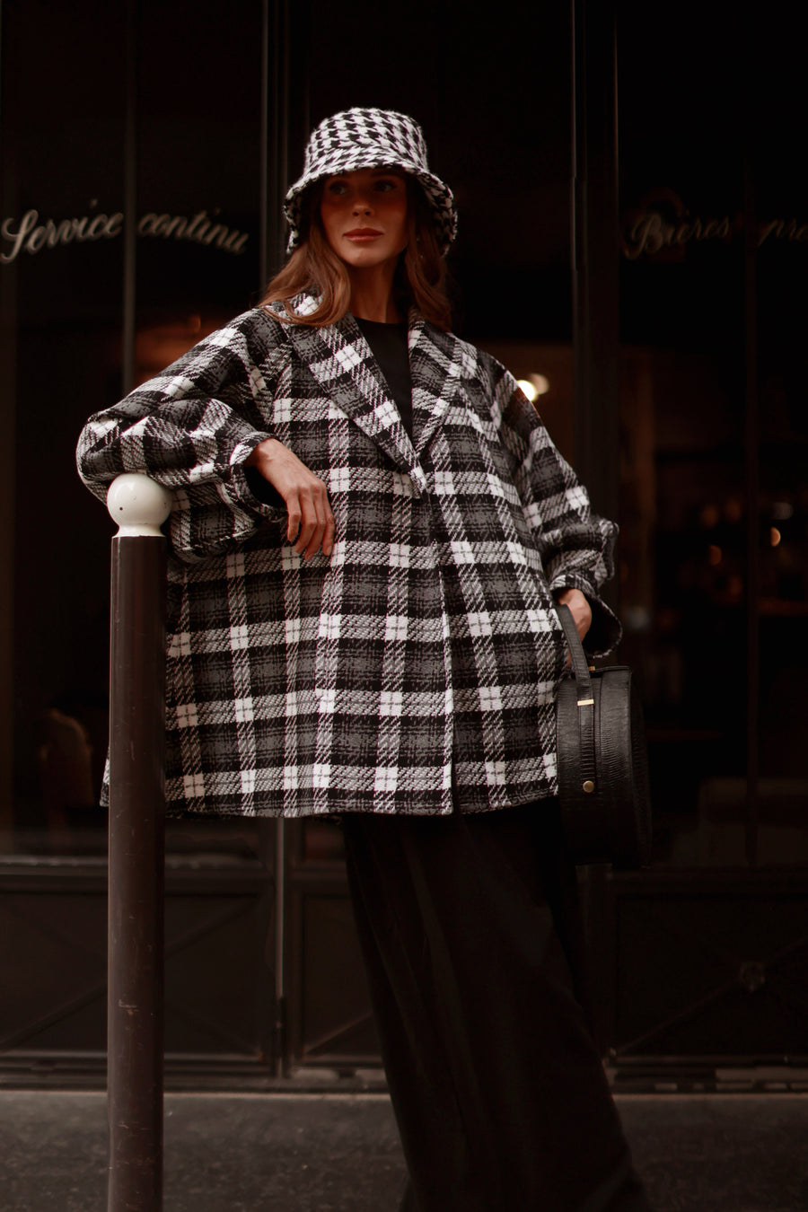 Black Tartan Swing Coat