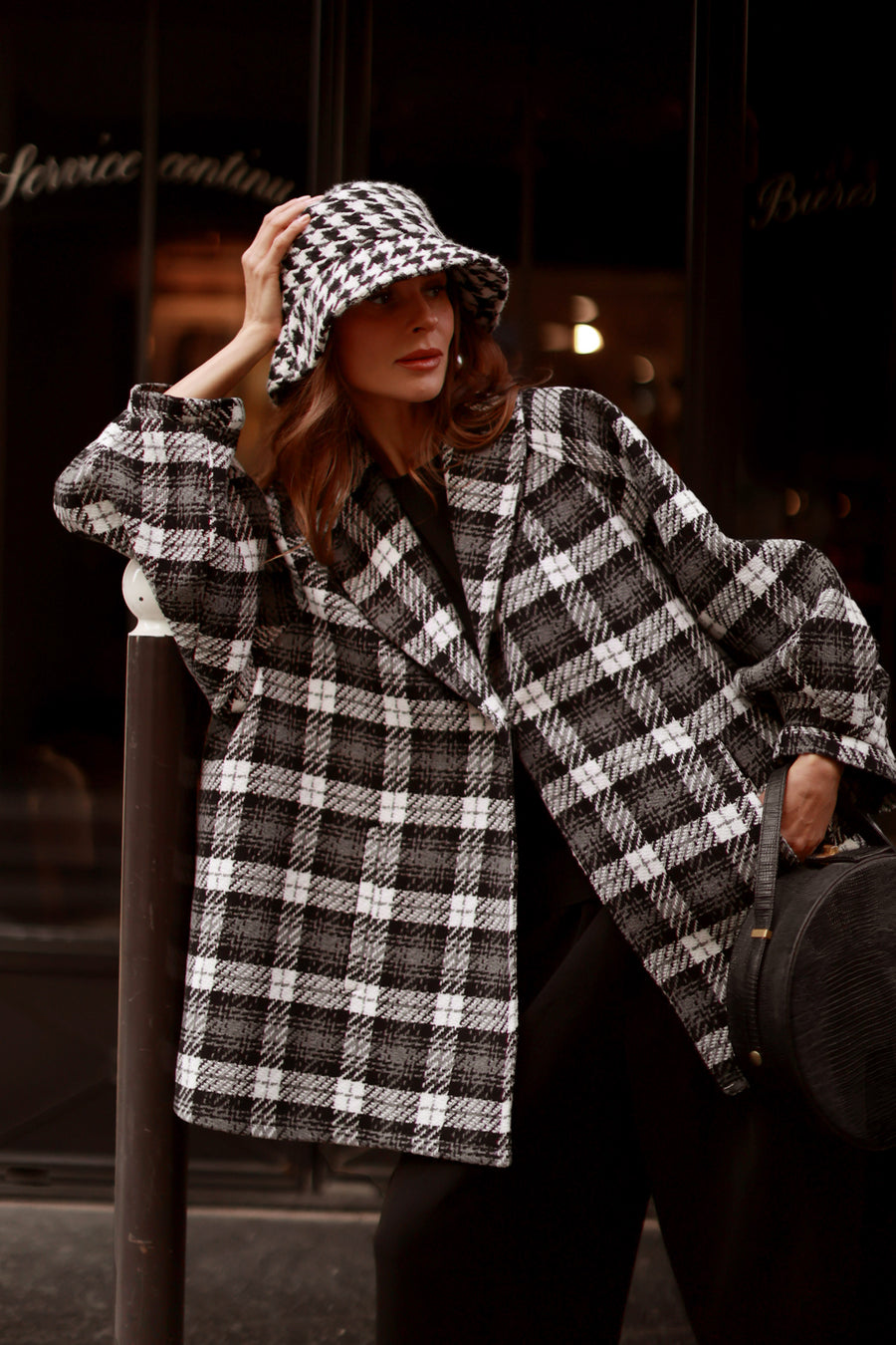 Black Tartan Swing Coat