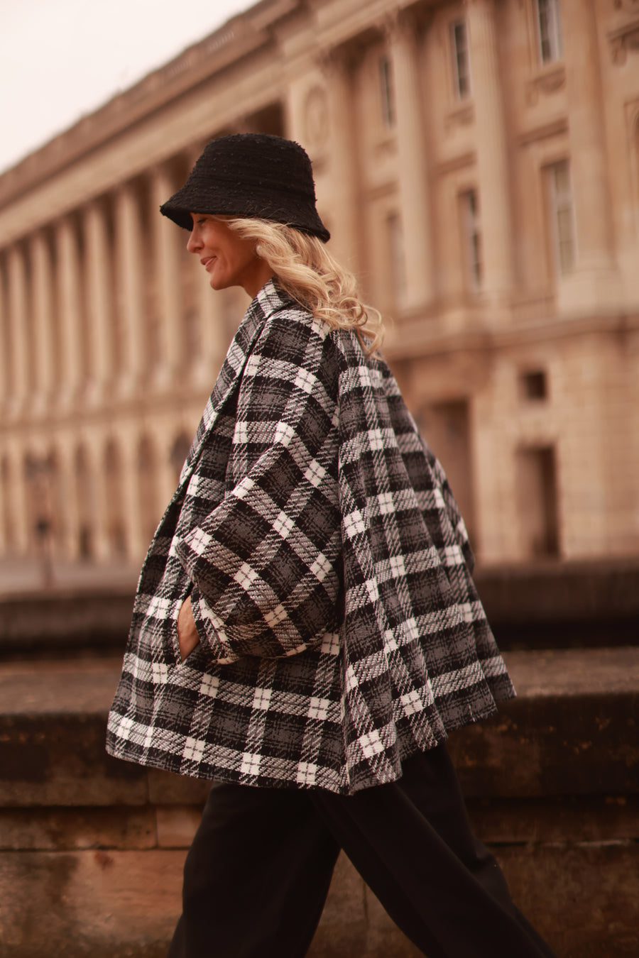 Black Tartan Swing Coat