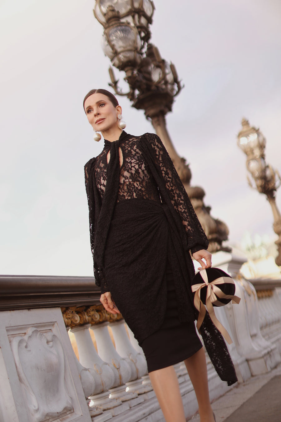 Baroque Lace Wrap Dress