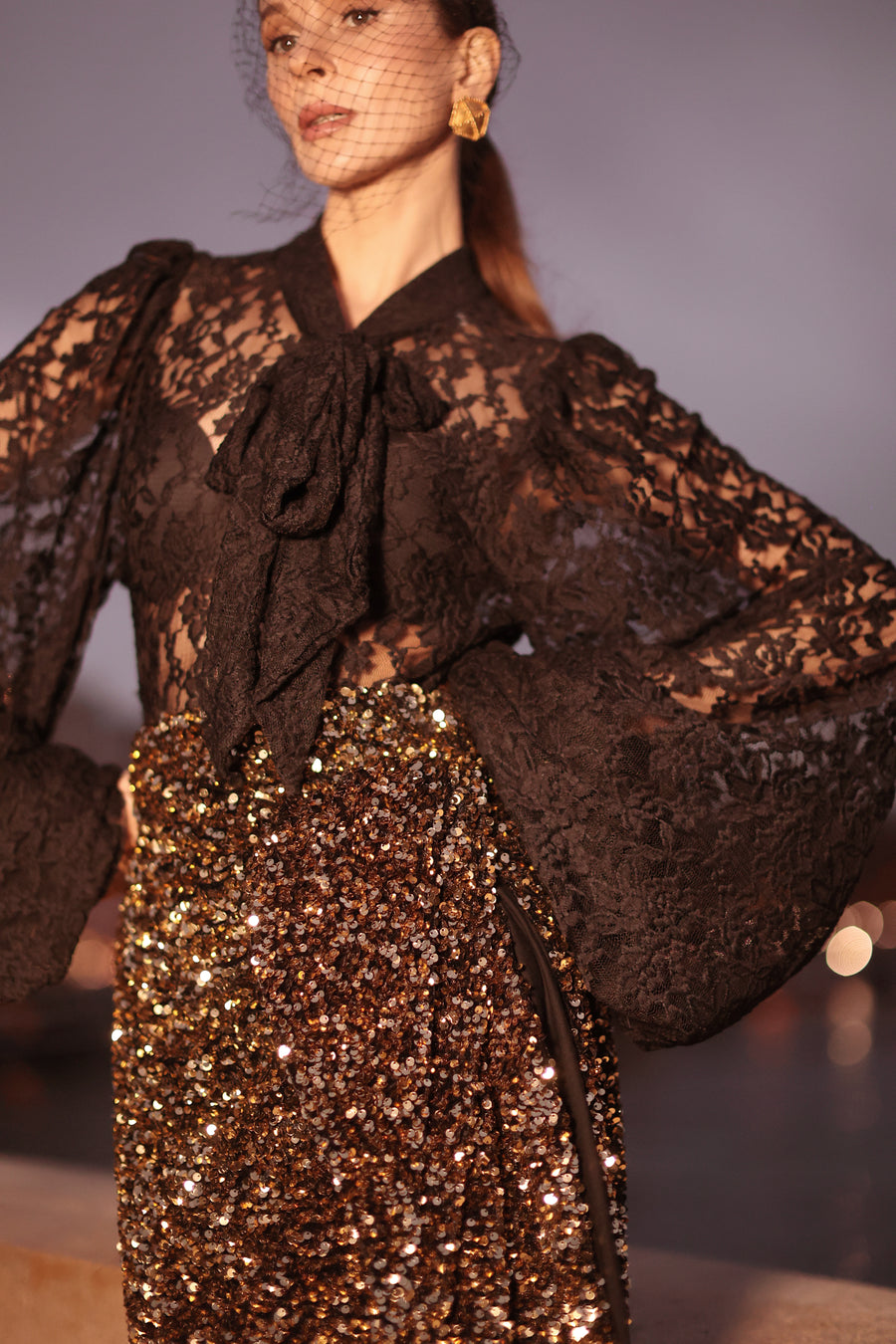 Black Lace Baroque Blouse