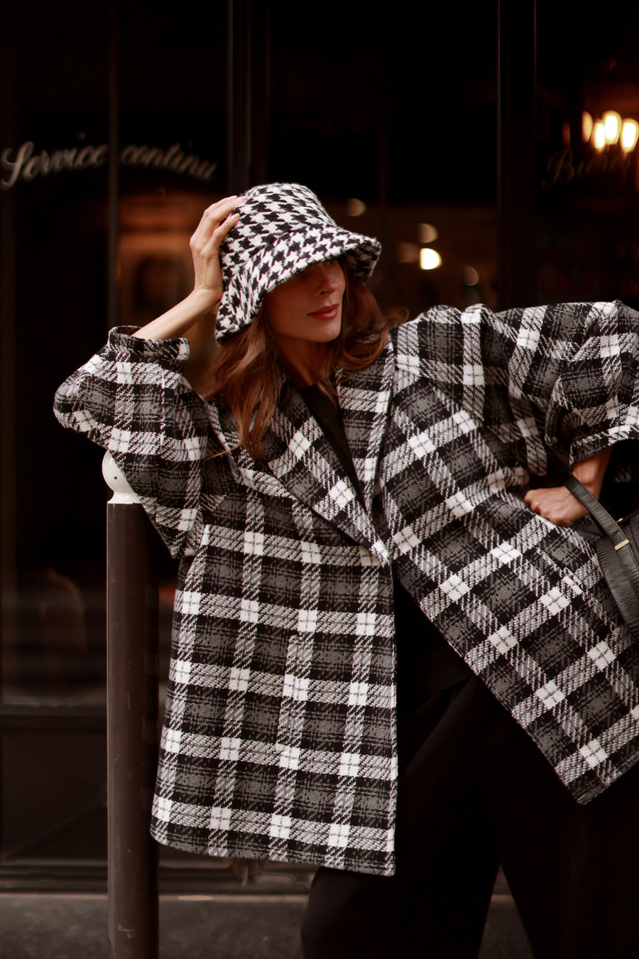 Black Tartan Swing Coat