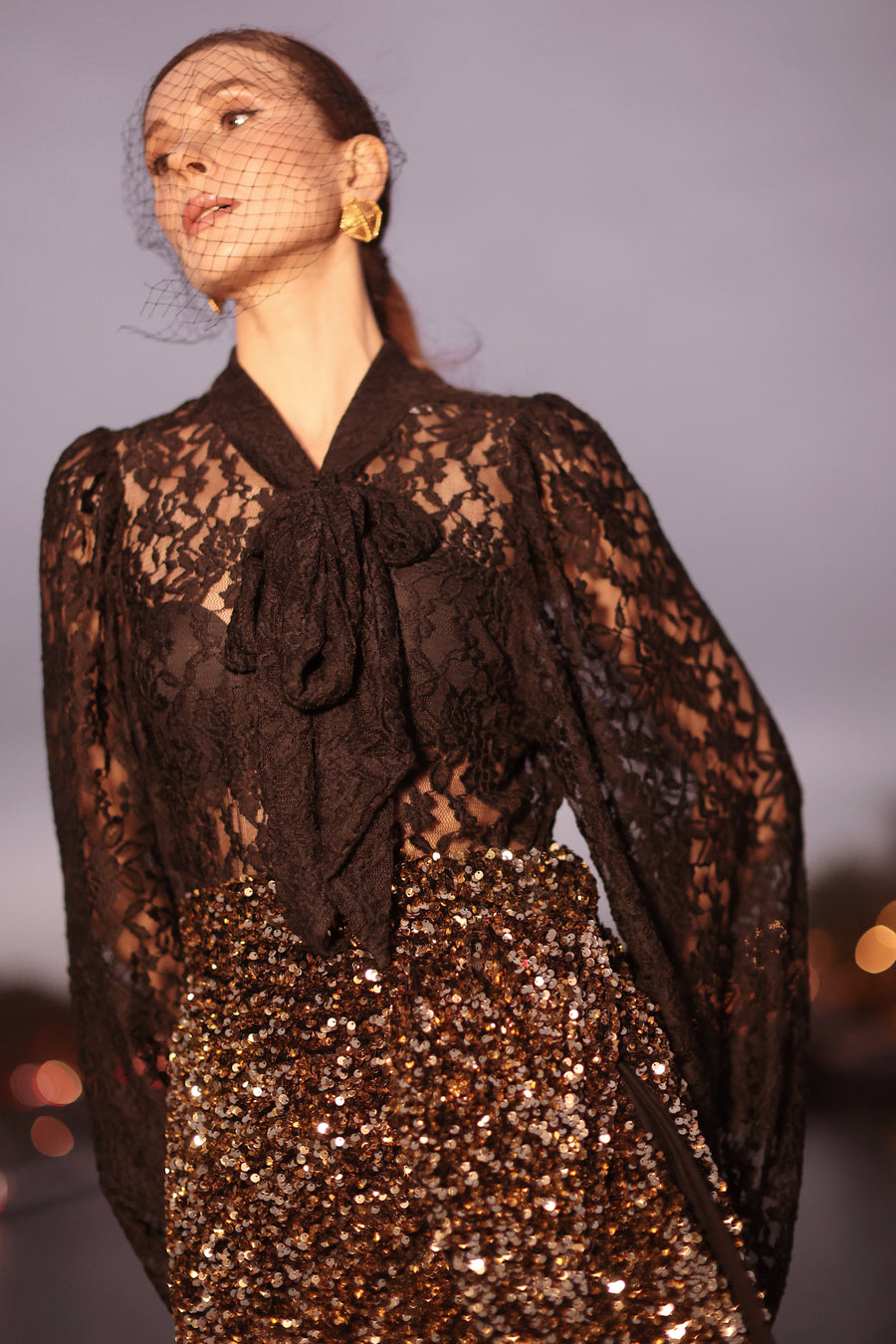 Black Lace Baroque Blouse