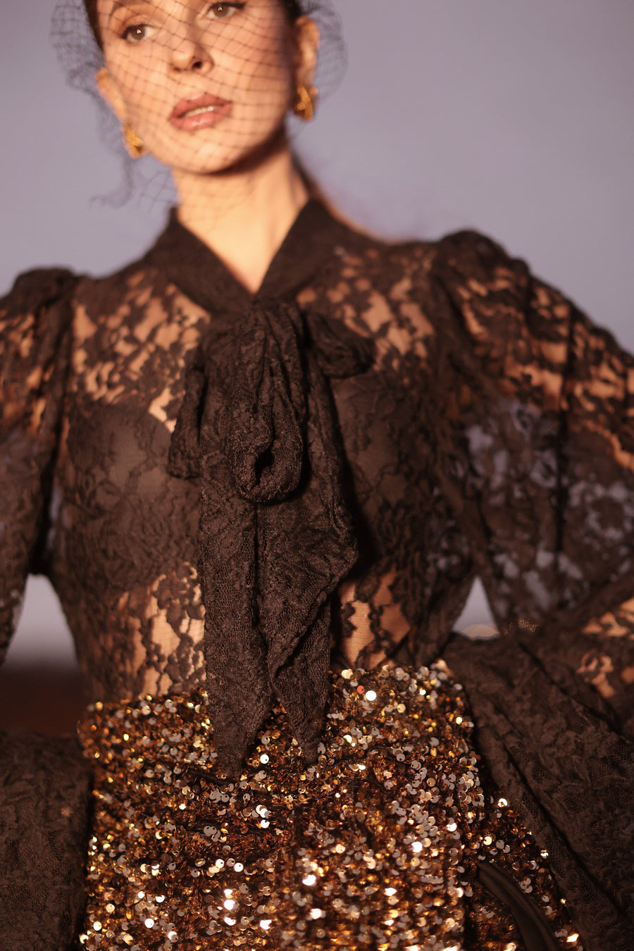 Black Lace Baroque Blouse