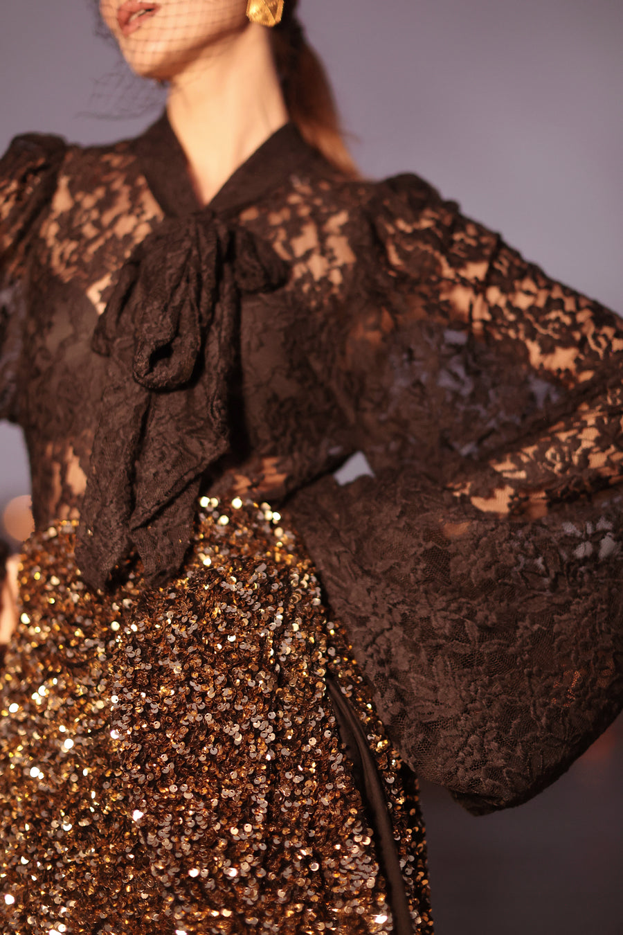 Black Lace Baroque Blouse