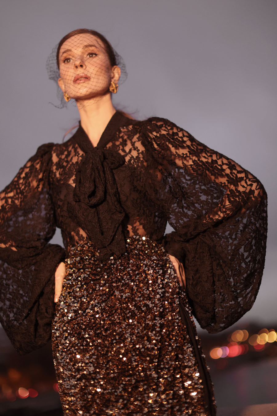 Black Lace Baroque Blouse