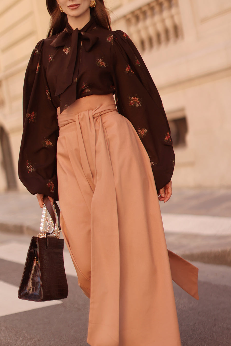 Camel Tailored Wrap Trousers