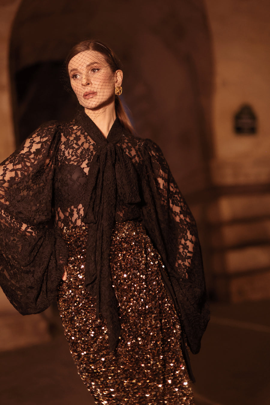 Black Lace Baroque Blouse