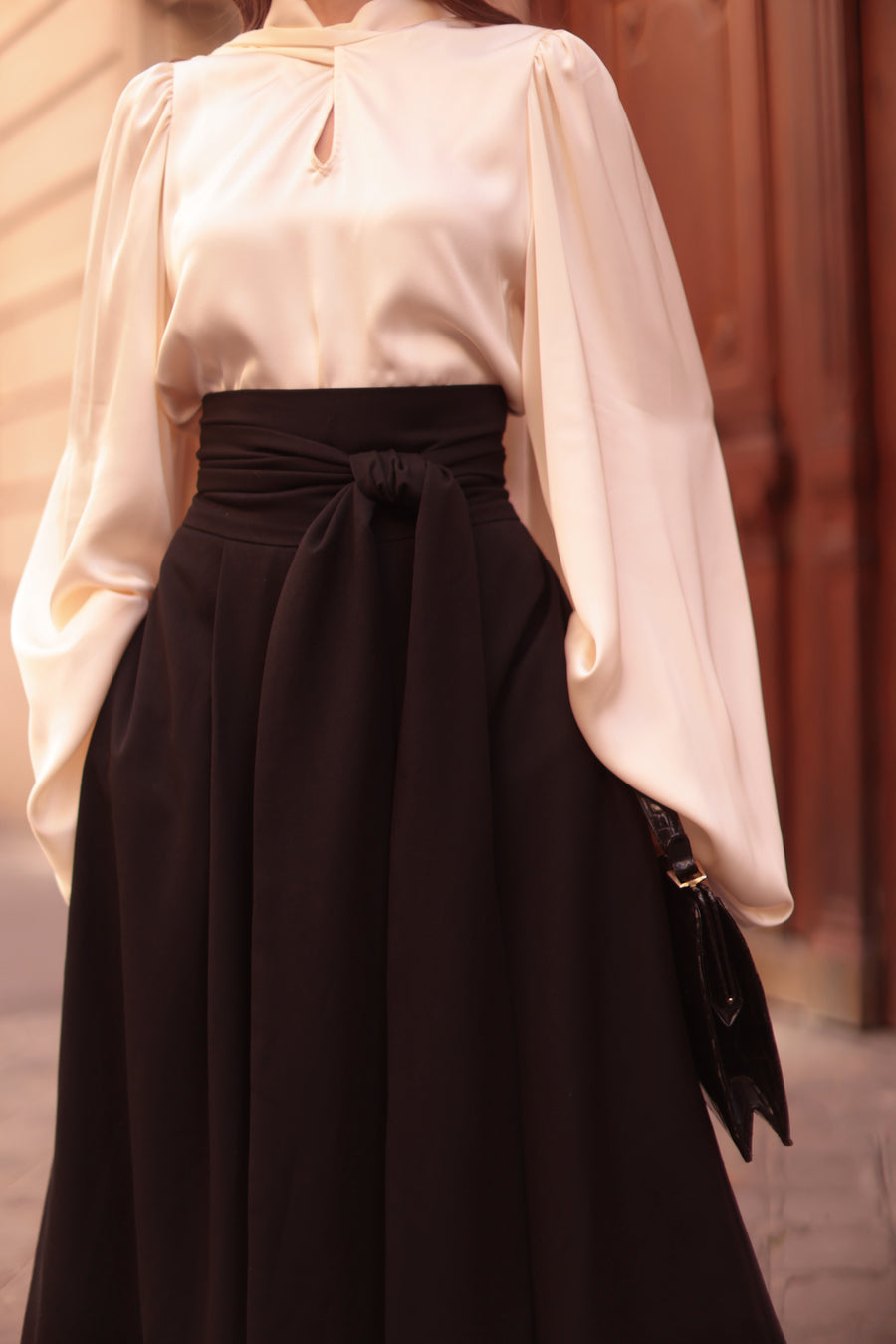 Black Tailored Wrap Trousers