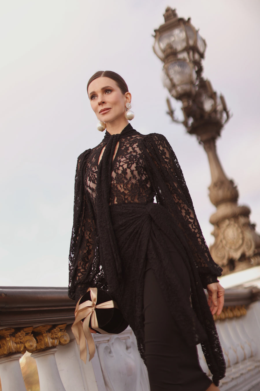 Baroque Lace Wrap Dress