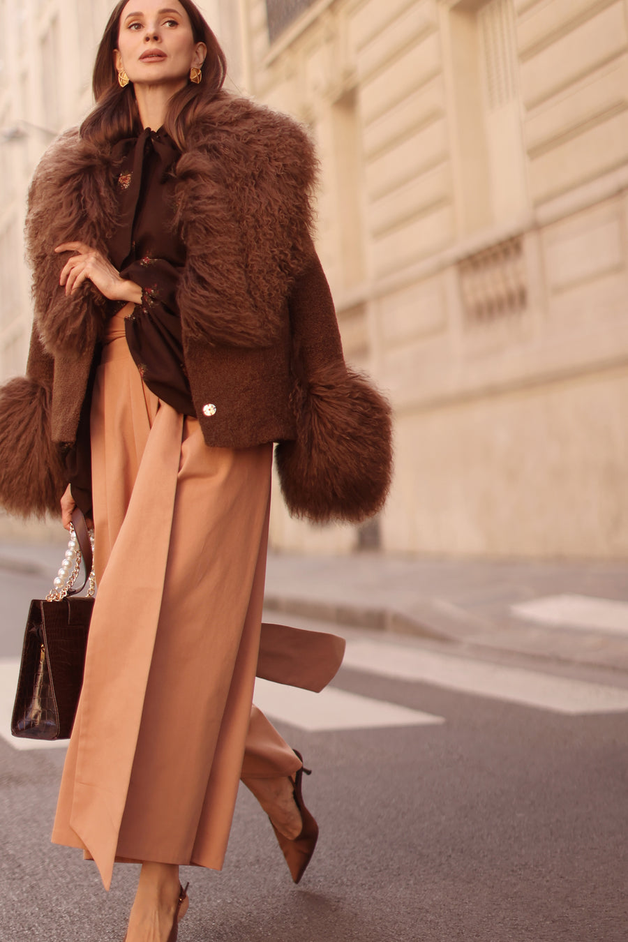 Camel Tailored Wrap Trousers