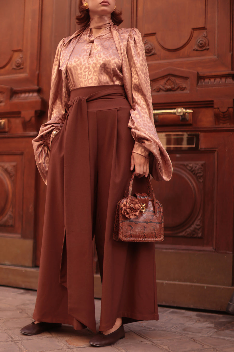 Brown Tailored Wrap Trousers