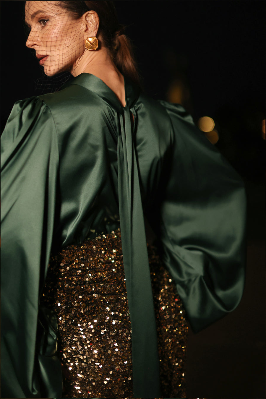 Green Satin Baroque Blouse