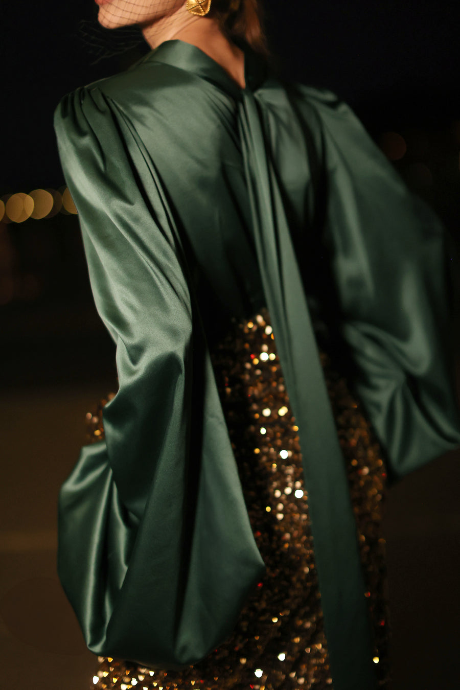 Green Satin Baroque Blouse