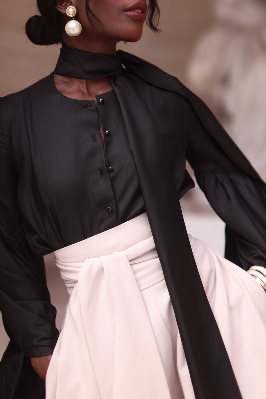 Black Foulard Silk Blouse