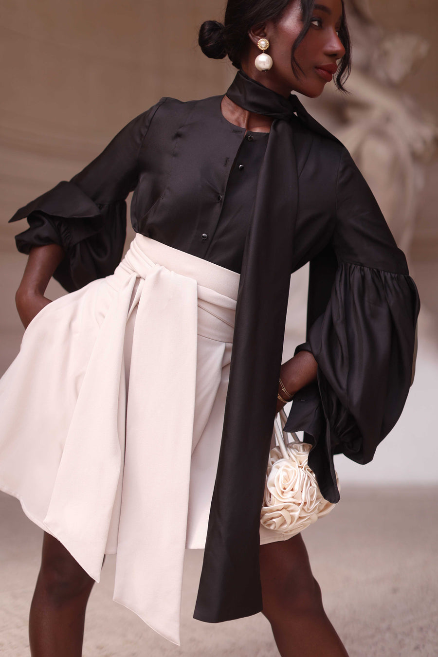Black Foulard Silk Blouse