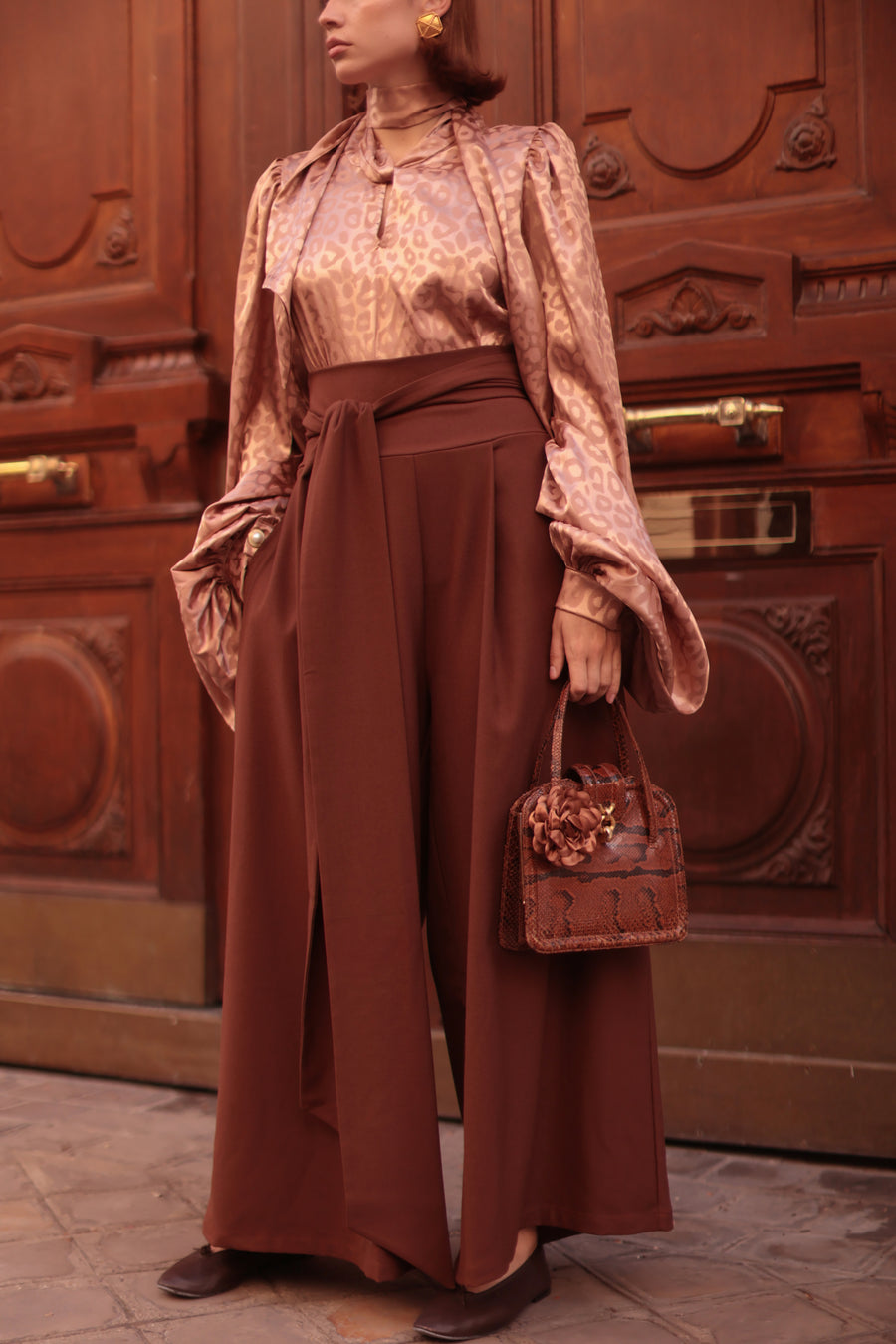 Brown Tailored Wrap Trousers