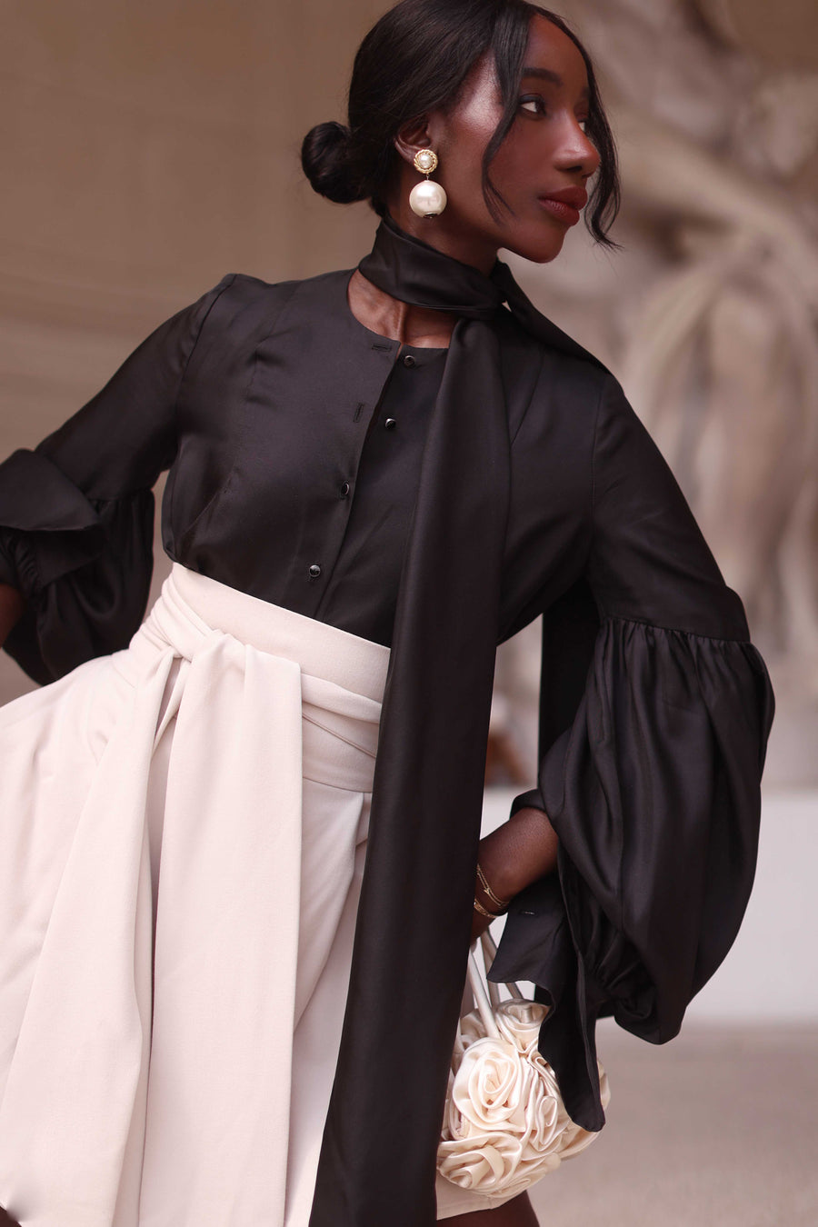 Black Foulard Silk Blouse