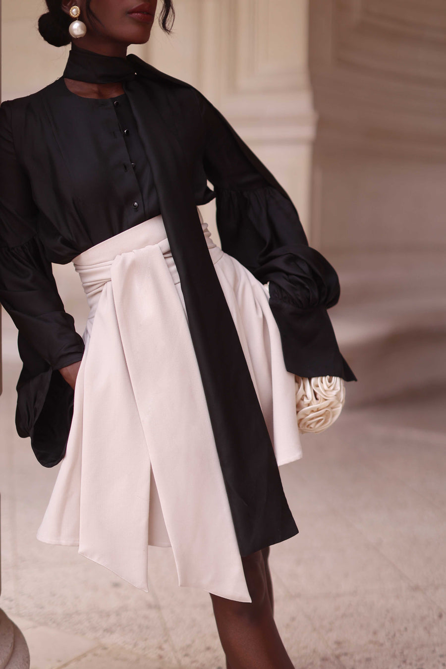 Black Foulard Silk Blouse
