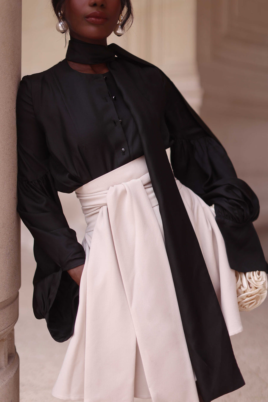 Black Foulard Silk Blouse