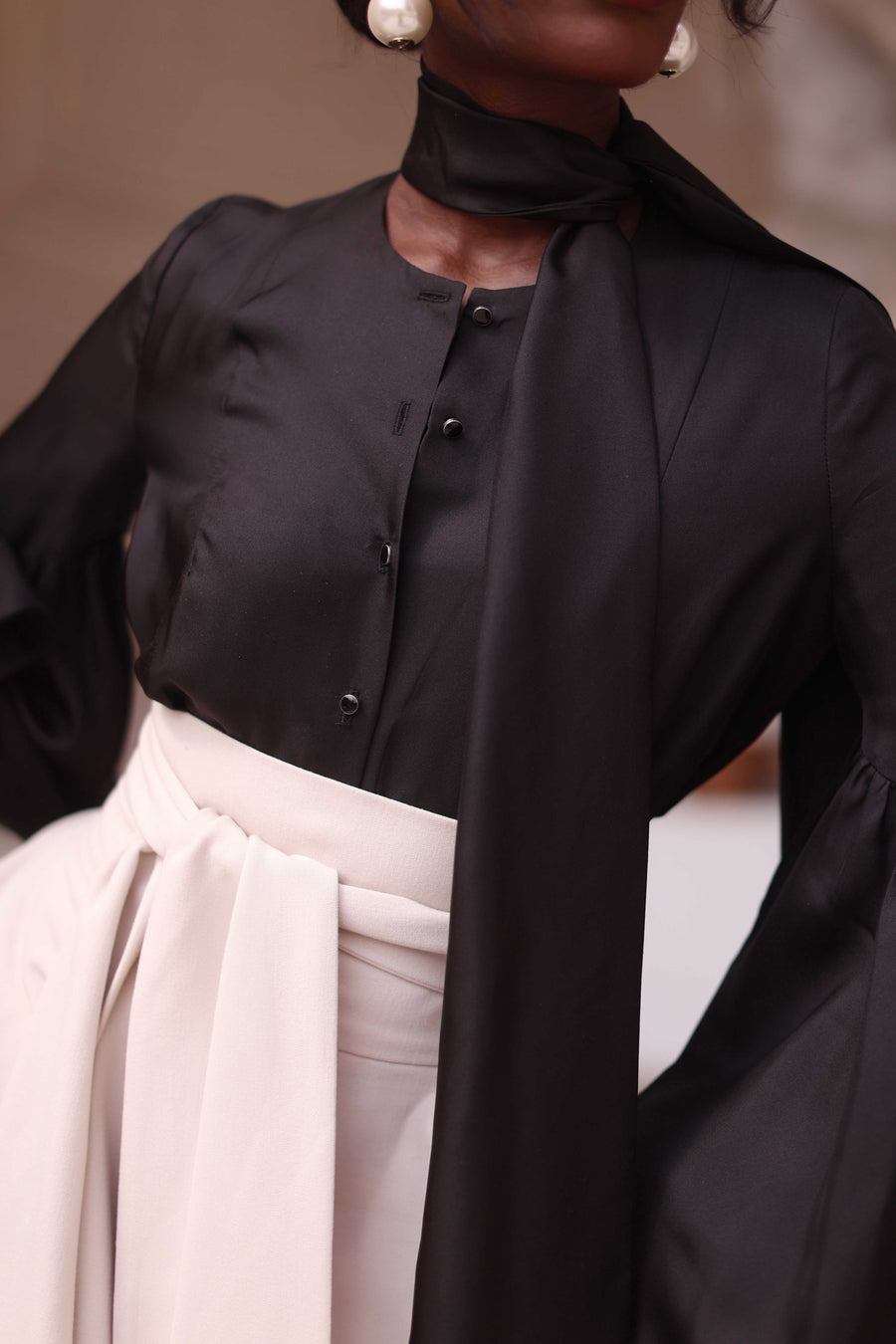 Black Foulard Silk Blouse