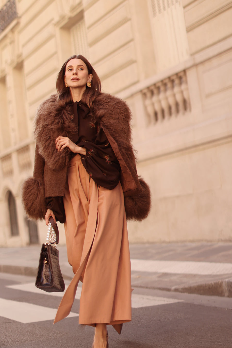 Camel Tailored Wrap Trousers