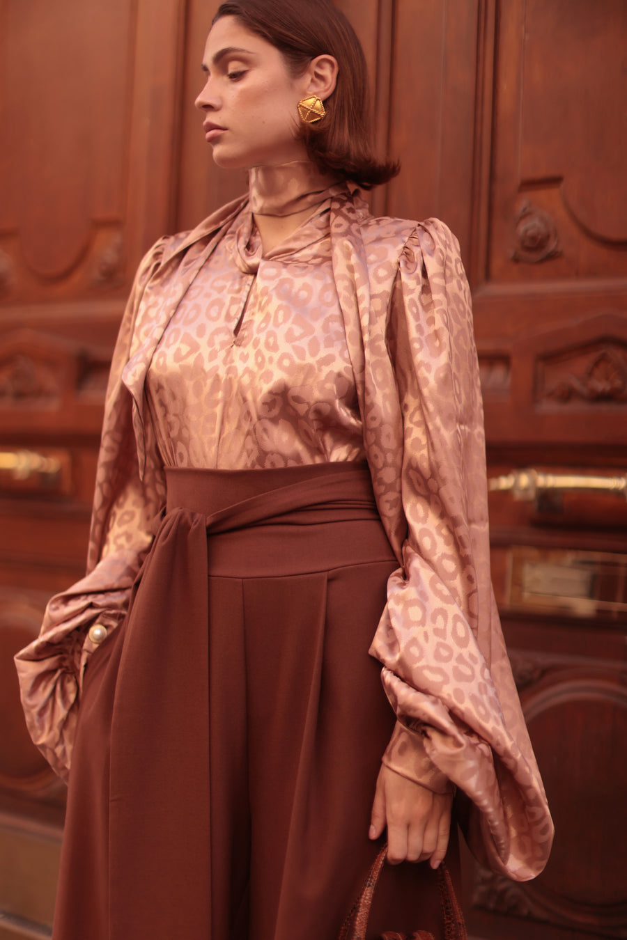 Rose Leopard Baroque Blouse