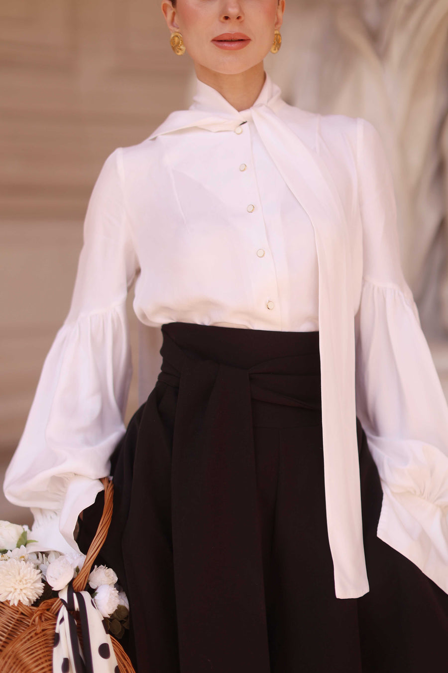 White Foulard Silk Blouse