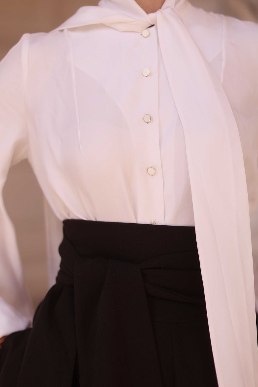 White Foulard Silk Blouse