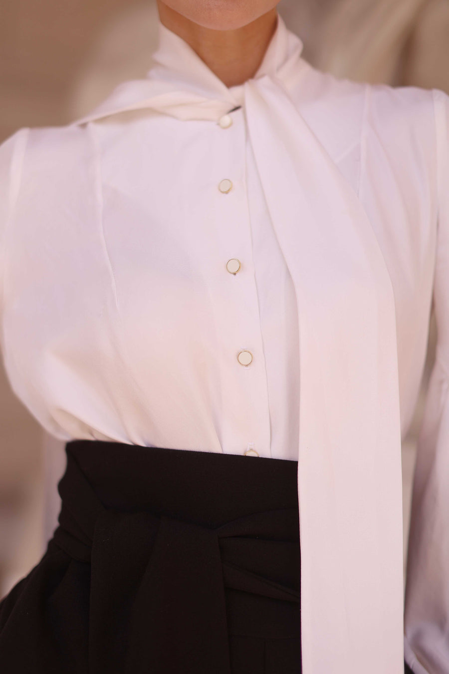 White Foulard Silk Blouse