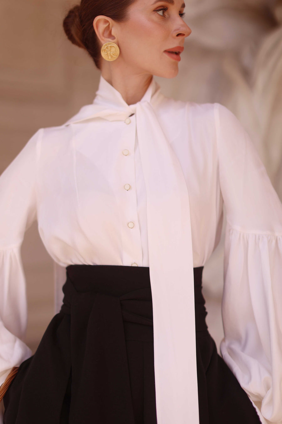 White Foulard Silk Blouse