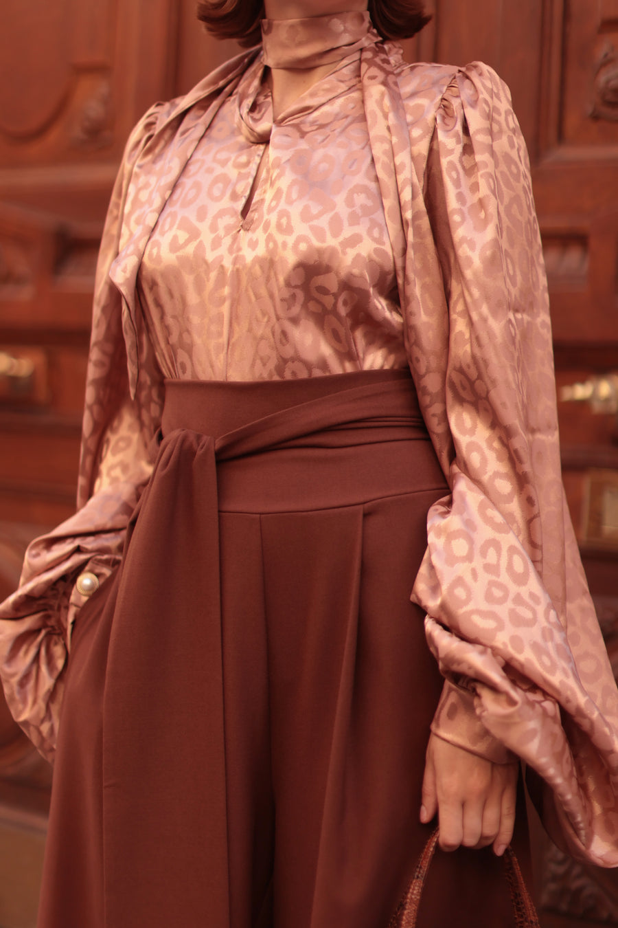 Rose Leopard Baroque Blouse