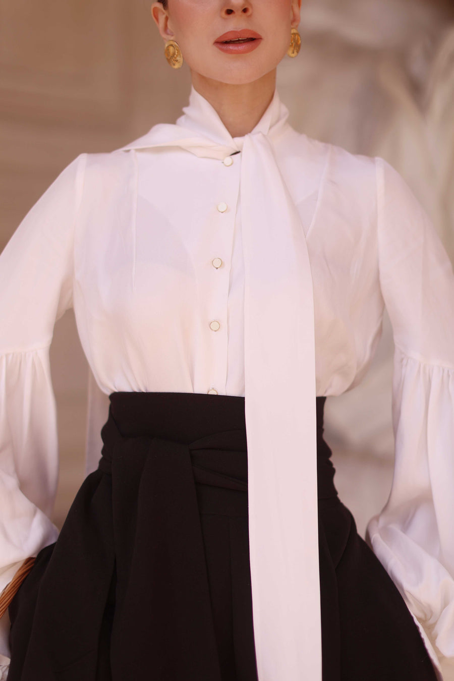 White Foulard Silk Blouse