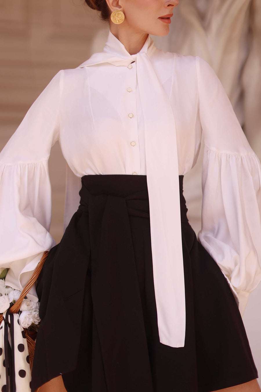 White Foulard Silk Blouse