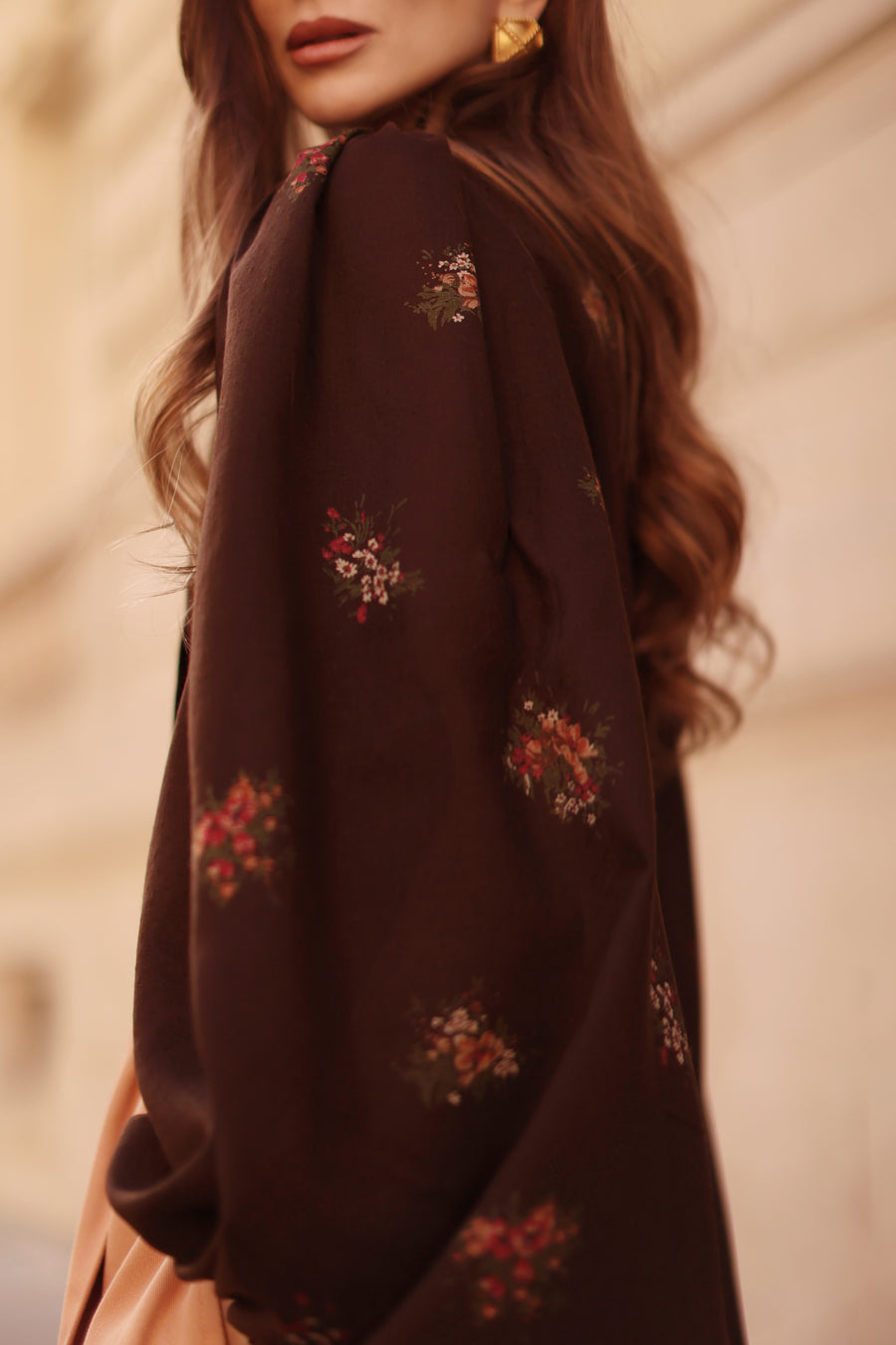 Brown Bouquet Rococo Blouse