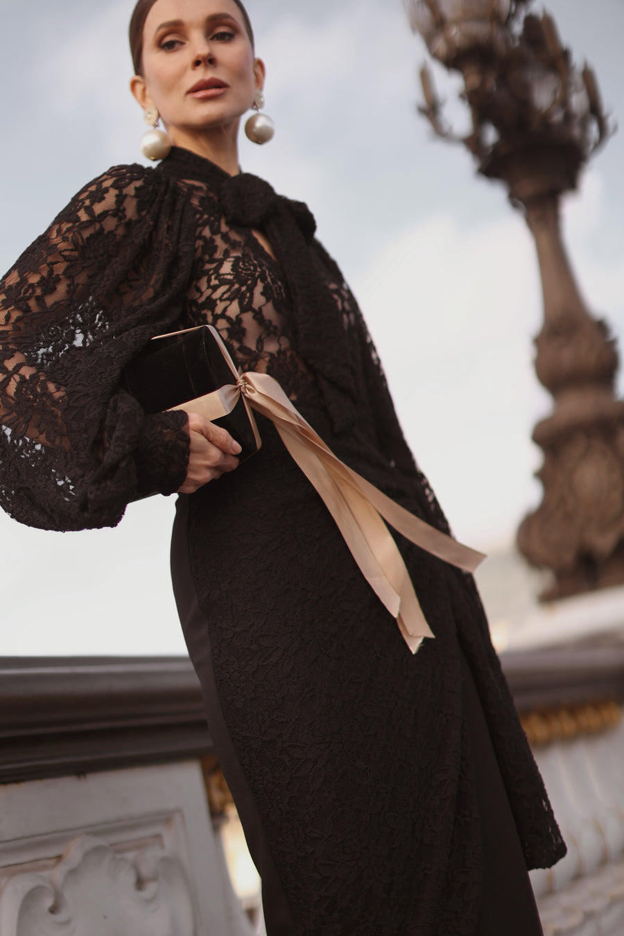 Baroque Lace Wrap Dress