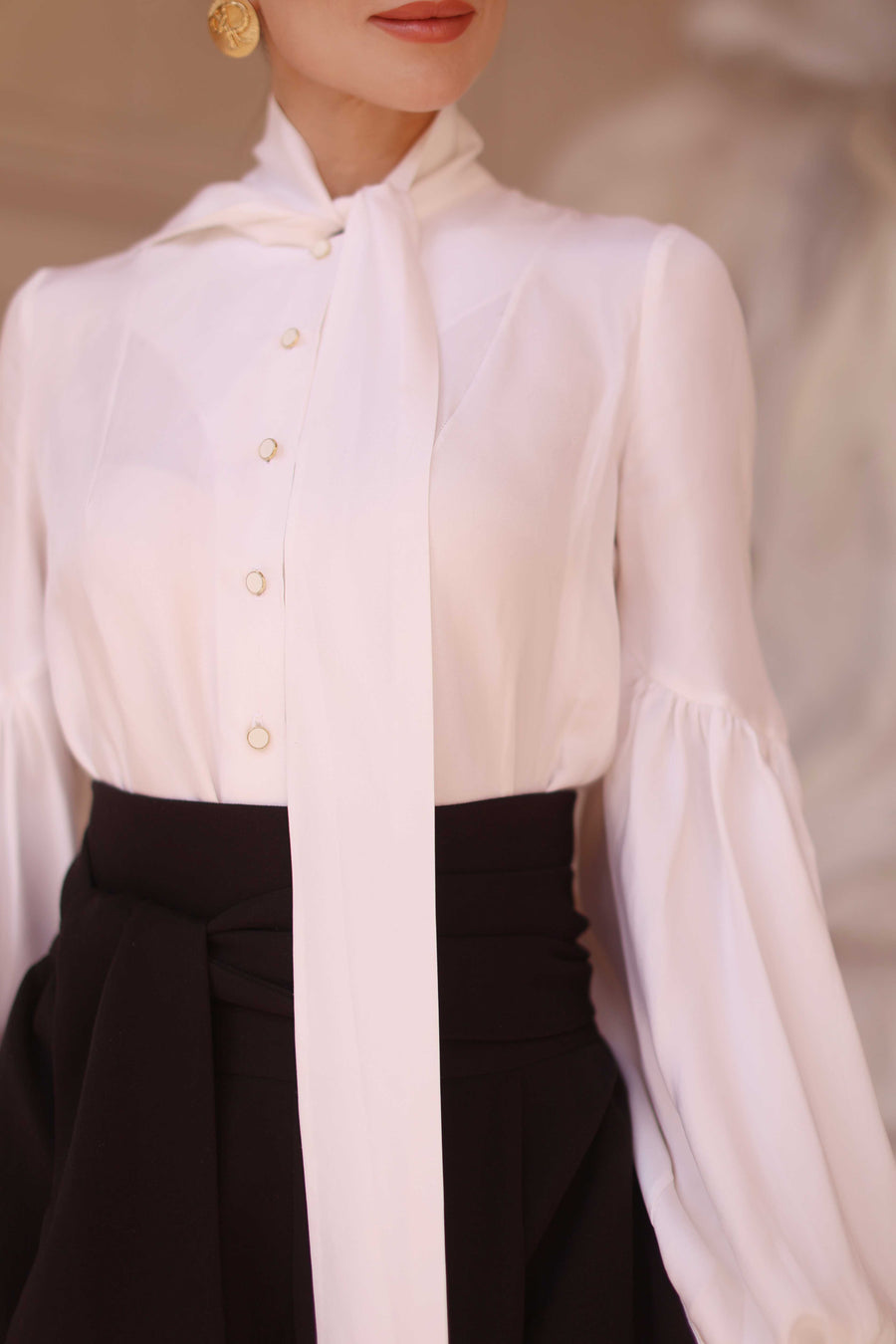 White Foulard Silk Blouse