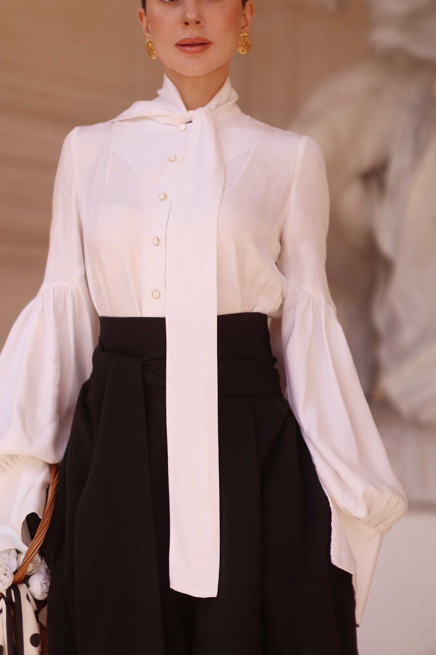 White Foulard Silk Blouse
