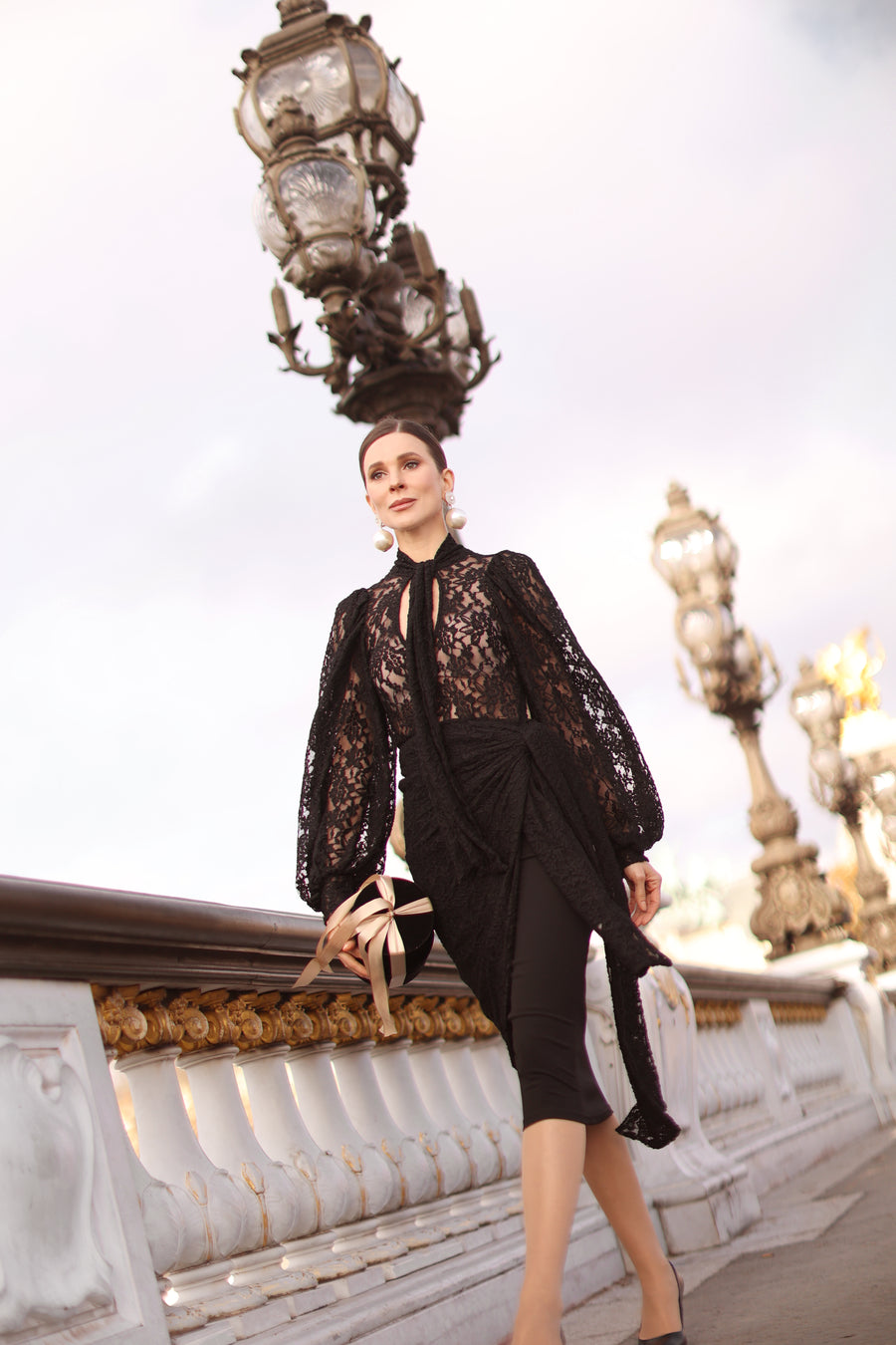 Baroque Lace Wrap Dress