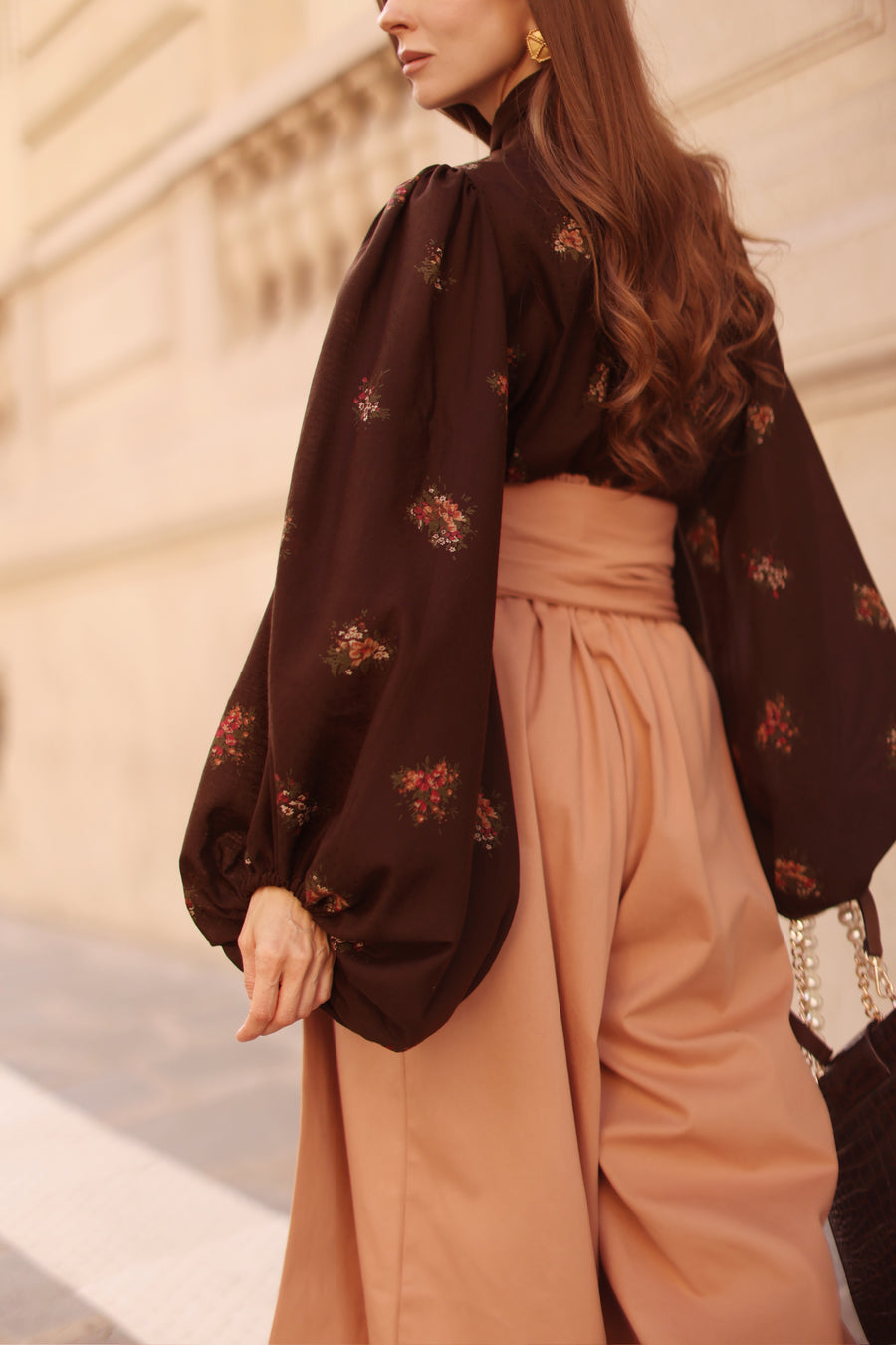 Brown Bouquet Rococo Blouse